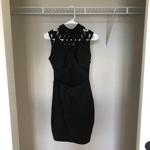 Black midi dress with criss cross design